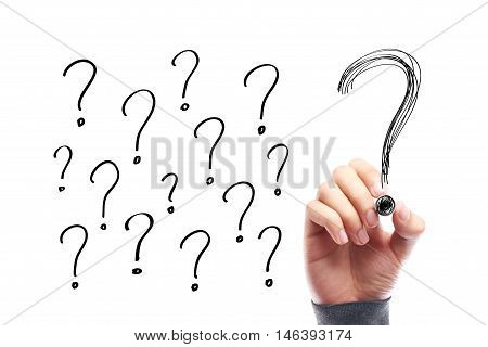 Question Marks On White