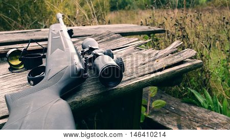 air rifle with telescopic sight for sport hunting