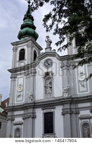View of the 17th century baroque Church of Mariahilf the church of the Congregation of Saint Michael the Archangel in Vienna Austria