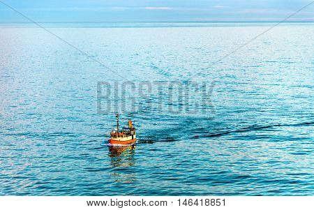 Boat in the Skagerrak Strait near Port of Hirtshals - Denmark