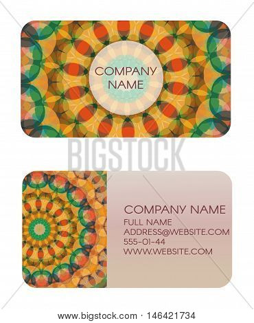 Mandala decorated vector colorful business card template