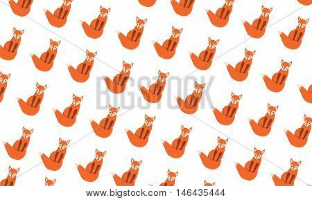 Pattern with pretty fox on white backgraund