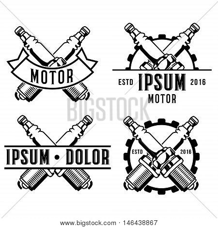 car spark plug emblem, logotemplate collection isolated on white background