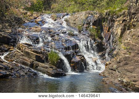 Beautiful Waterfall In Sunny Day