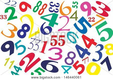 The numbers of different fonts on a white background .