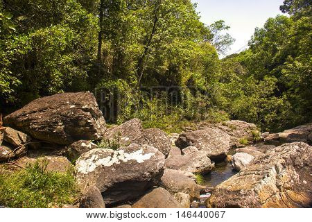 Stones Condo, Waterfall In Sunny Day - Serra Da Canastra National Park - Minas Gerais, Brazil