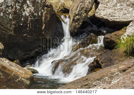 Beautiful Stream In Sunny Day - Waterfall Background.