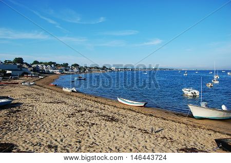 Sand Beach and boats in Cape Cod National Seashore, Provincetown, Massachusetts, USA
