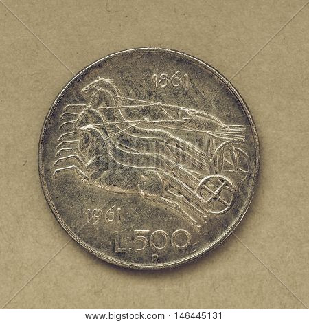 Vintage Italian 500 Lire Coin