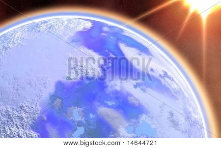 Immagine composita di un pianeta alieno ravvicinato