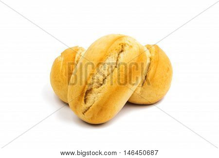 fresh baked rolls  breadbasket, baton on white