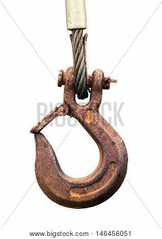 An Isolated Rusty Old Metal Industrial Hook