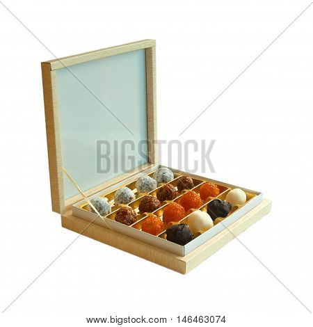 Colorful sweet balls in a fancy box