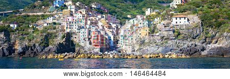 Riomaggiore In Cinque Terre, Italy - Summer 2016 - View From The Sea
