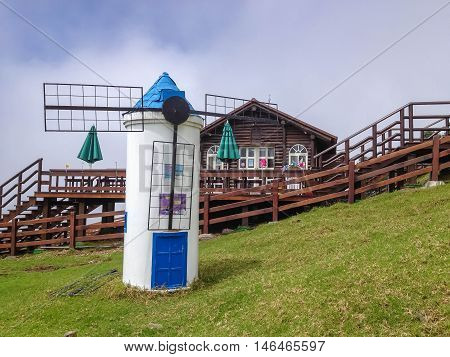 CINGJINGTAIWAN - MAY 52013 : Cingjing farm (Qingjing) is the one of the most attractive tourist place in NantouTaiwan.People can seen exploring around it.