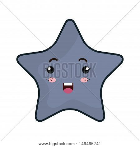 kawaii cartoon cute star shape with happy expression face. vector illustration