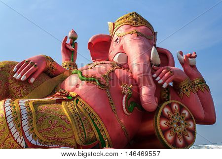 The biggest Ganesha statue in public temple Thailand.