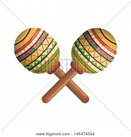 maracas instrument musical with mexican colorful decoration. vector illustration