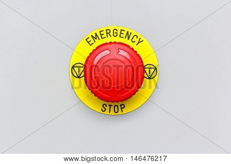 The Emergency stop button Disaster protection parts in factory.