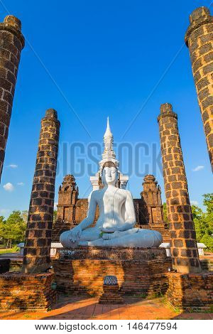 The Grand Hall of Wat Maha That Temple in Sukhothai Province Thailand - a UNSCO World Heritage Site