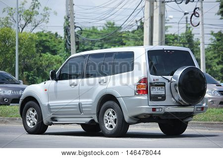 CHIANGMAI, THAILAND - AUGUST 10, 2016: Mitsubishi Pajero Suv Car. On road no.1001 8 km from Chiangmai city.