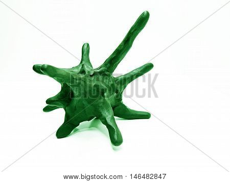 Body of micro bacterium made from plasticine isolated on white background