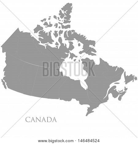 Contour map of Canada on white background. Vector illustration