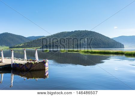 romantic lake shudu lake in shangri-la county yunnan provincechina