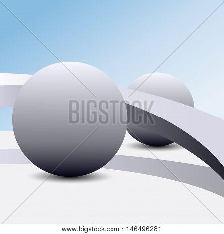 Metaphysics. Balls and bridge vector concept illustration
