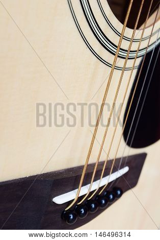 Close Up Line Acoustic Guitar Brown Background