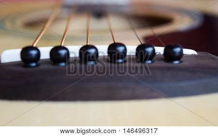 Close Up Line Acoustic Guitar Brown Background