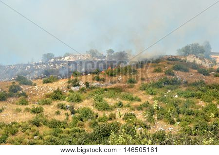 An arson attack on the mountains Prenestini of Castel San Pietro in Lazio