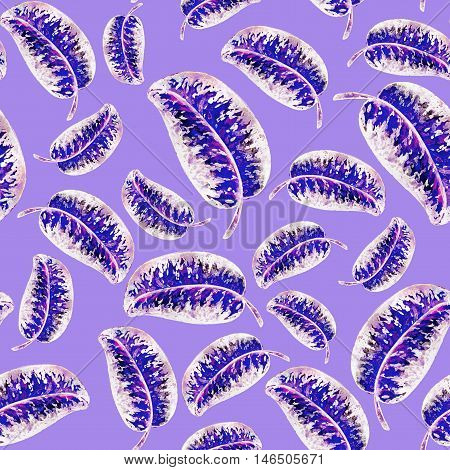 Seamless pattern of leaves. Watercolor paper. Background