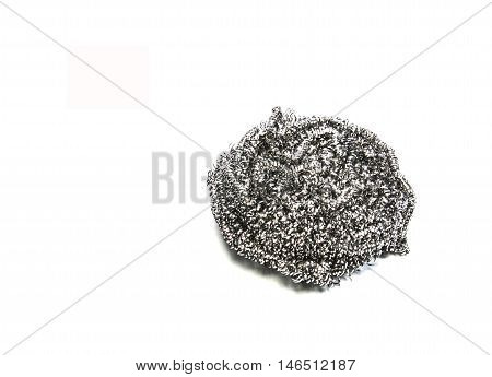 steel wool dishwashing on a white background
