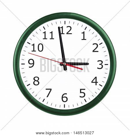 Big green round wall clock with arrows.