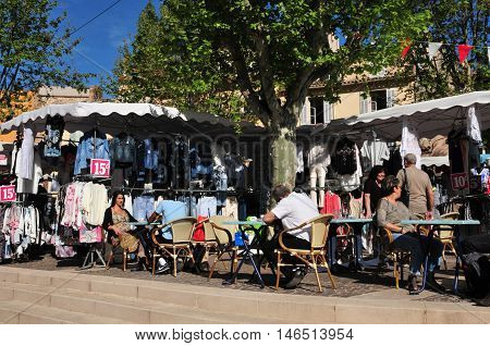 Frejus; France - april 16 2016 : the picturesque market in spring