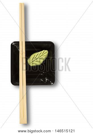 Hashi with wasabi - japanese food. White background.