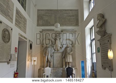 MILAN, ITALY - APRIL 16 2015: Classic sculptures inside the Siam italian academy for arts and education