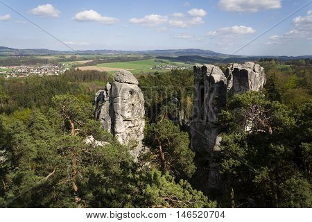 Sandstone Rocks Around Hruba Skala Castle In Bohemian Paradise