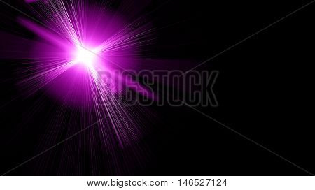 Digital lens flare in black background horizontal frame warm and abstract background