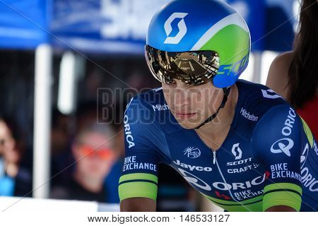 JAVEA - SEPTEMBER 9: Esteban Chaves concentrates for the decisive time trial stage of La Vuelta on September 9, 2016 in Alicante, Spain