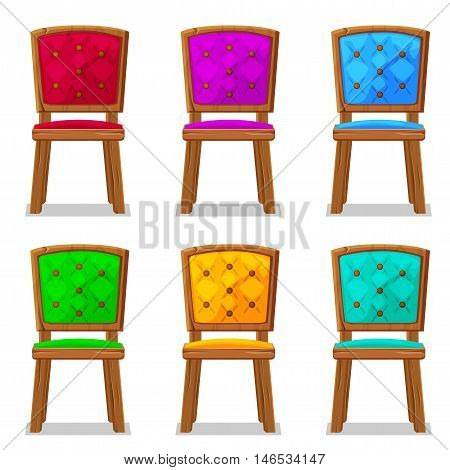 cartoon colorful wooden chair in vector object