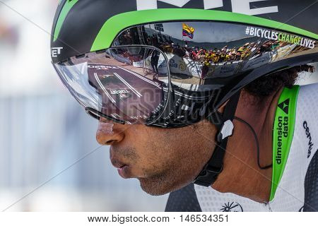 JAVEA - SEPTEMBER 9: Kudus Merhawi prepares for the start of the decisive time trial stage of La Vuelta on September 9, 2016 in Alicante, Spain