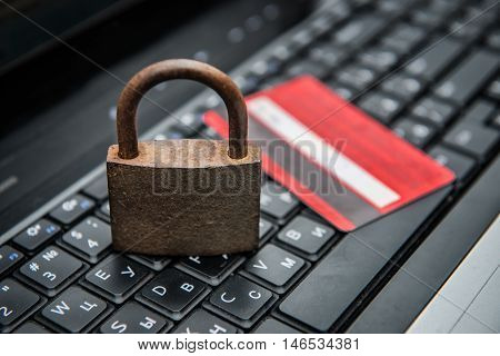 Concept photo of security internet payment with credit card