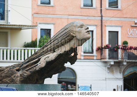 Desenzano del Garda Italy - 09 May 2016: The monument to aviators in the city center on the square Matteotti