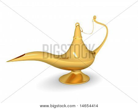 Golden kiiltävä Genie lamppu