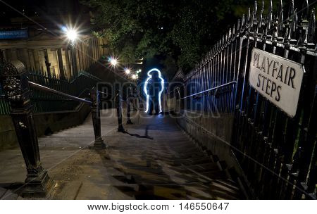 On the Playfair steps in Edinburgh Scotland