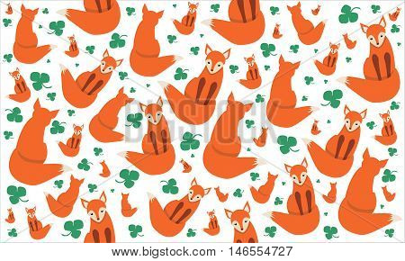 cute red fox on white background with clever