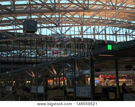 HAMBURG, GERMANY - AUG 28: Hamburg Airport (Flughafen Hamburg) in Germany, as seen on Aug 28, 2016. It is the fifth-busiest of Germany's commercial airports measured by the number of passengers.