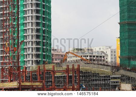 Silhouette Of The Building Construction Is Not Finished.